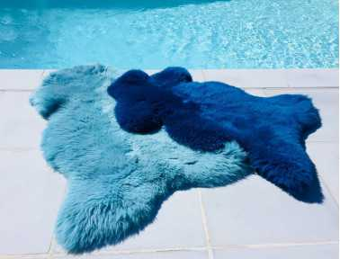 Turquoise blue sheepskin