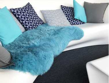 Turquoise blue sheepskin