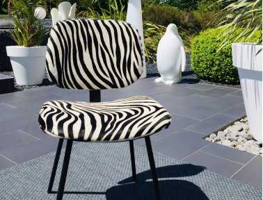 Zebra Cowhide Chair "Pompon" by Sonia M