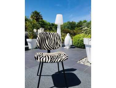 Zebra Cowhide Chair "Pompon" by Sonia M