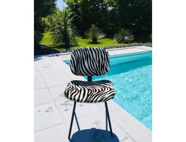 Zebra Cowhide Chair "Pompon" by Sonia M