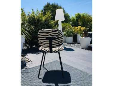 Zebra Cowhide Chair "Pompon" by Sonia M