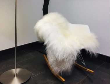 White Icelandic sheepskin on Eames chair